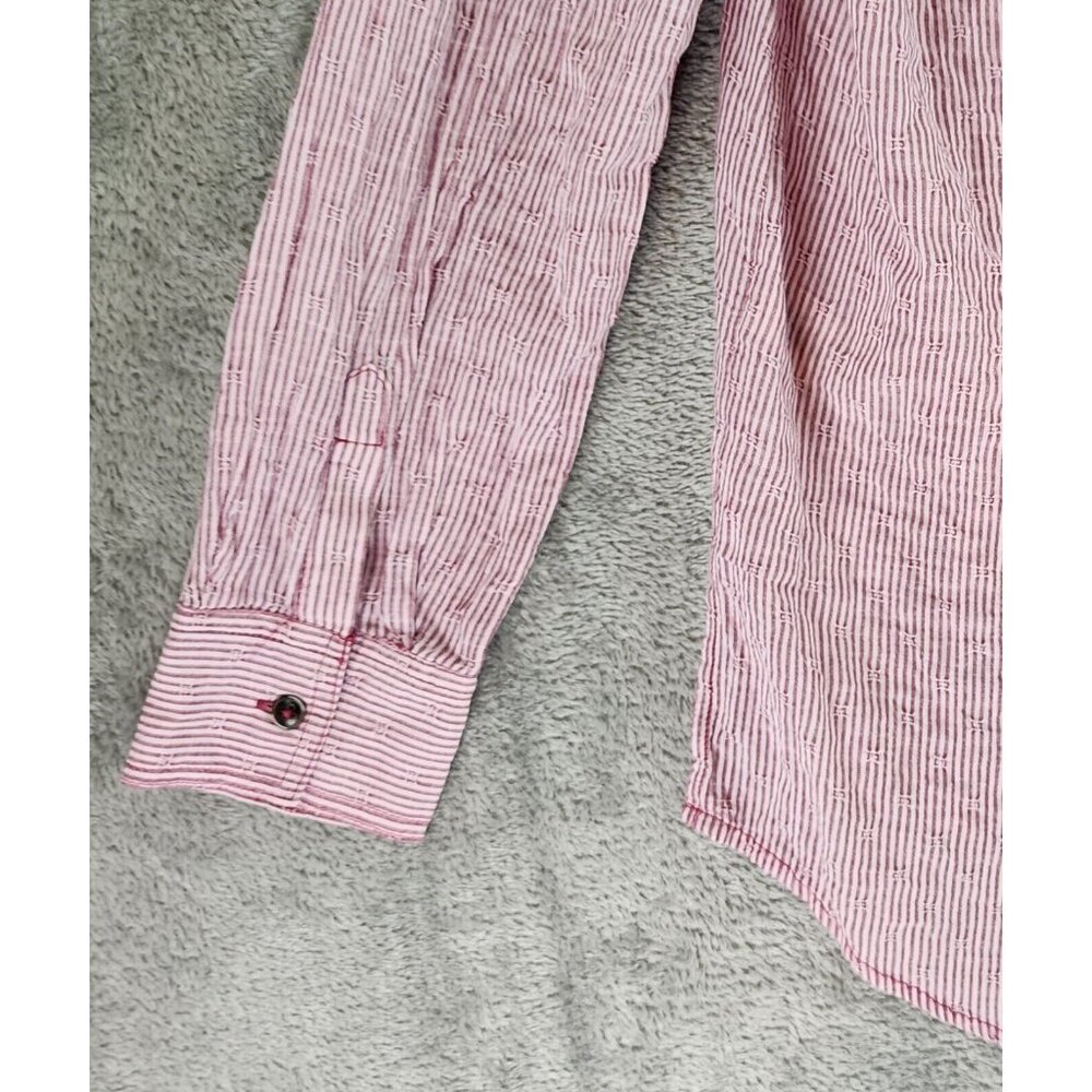 Free People Shirt Womens Extra Small Red Striped No Limits Button Up Split Back - Picture 9 of 10